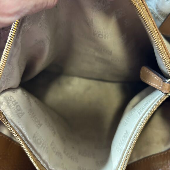 Michael Kors Hamilton Caramel Brown Leather Belt Chain Detail Tote Satchel Bag - Picture 6 of 15